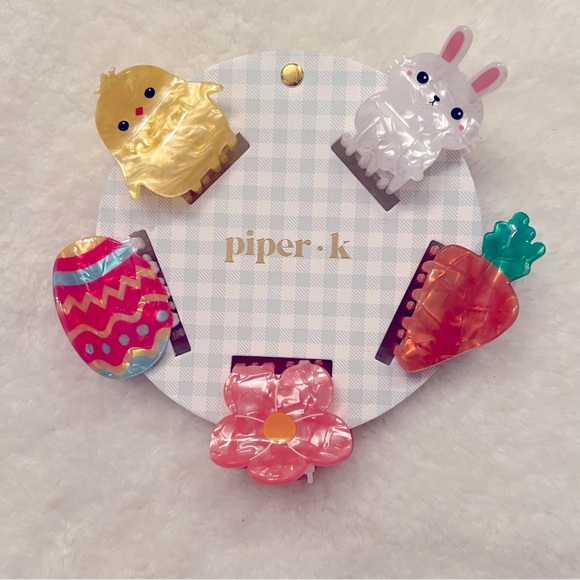 Piper K Easter Bunny Chick Carrot Egg Flower Claw Hair Clips New With Tags - Picture 1 of 1